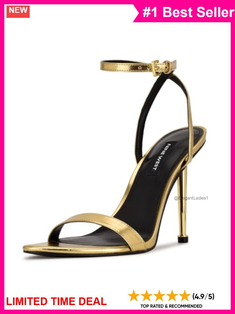 Nine West Reina Heeled Sandal Lace Up Stiletto Open Toe